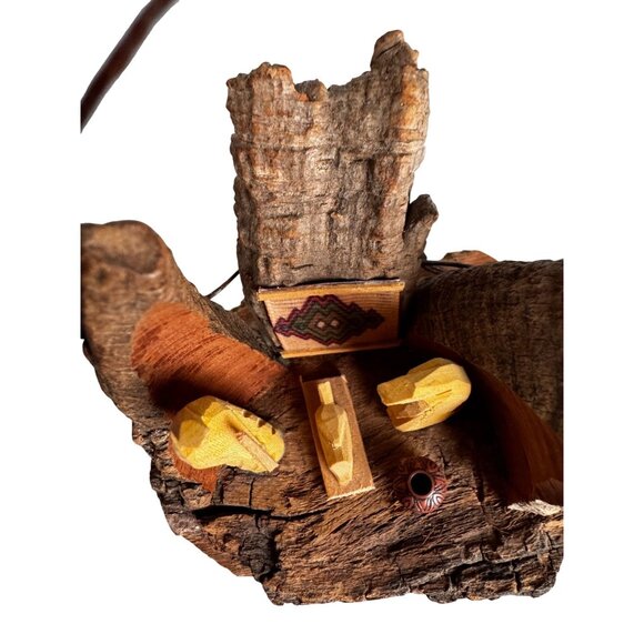 Rustic Bark Wood Mini Nativity Hand Carved Mexico Folk Art 3 Figures Ophelia 3 1 - Picture 7 of 9